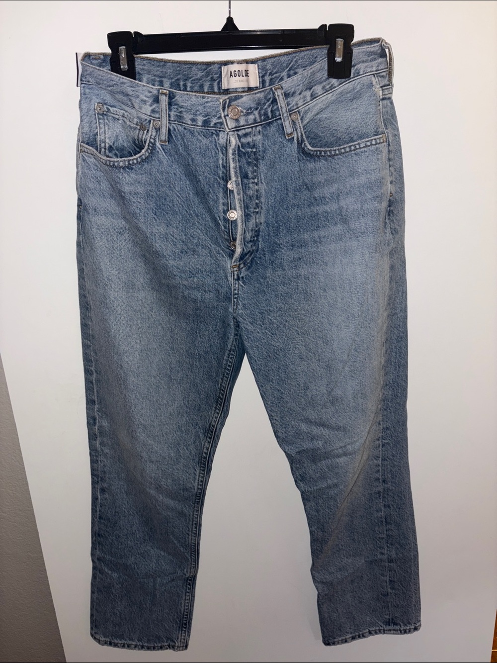 Agolde Women’s Faded Light Blue Straight Jeans